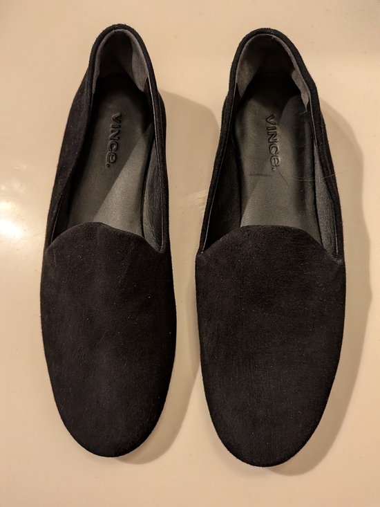 Vince Shoes - VINCE Black Suede Slip-On Smoking Loafers | US 6 EUR 36
